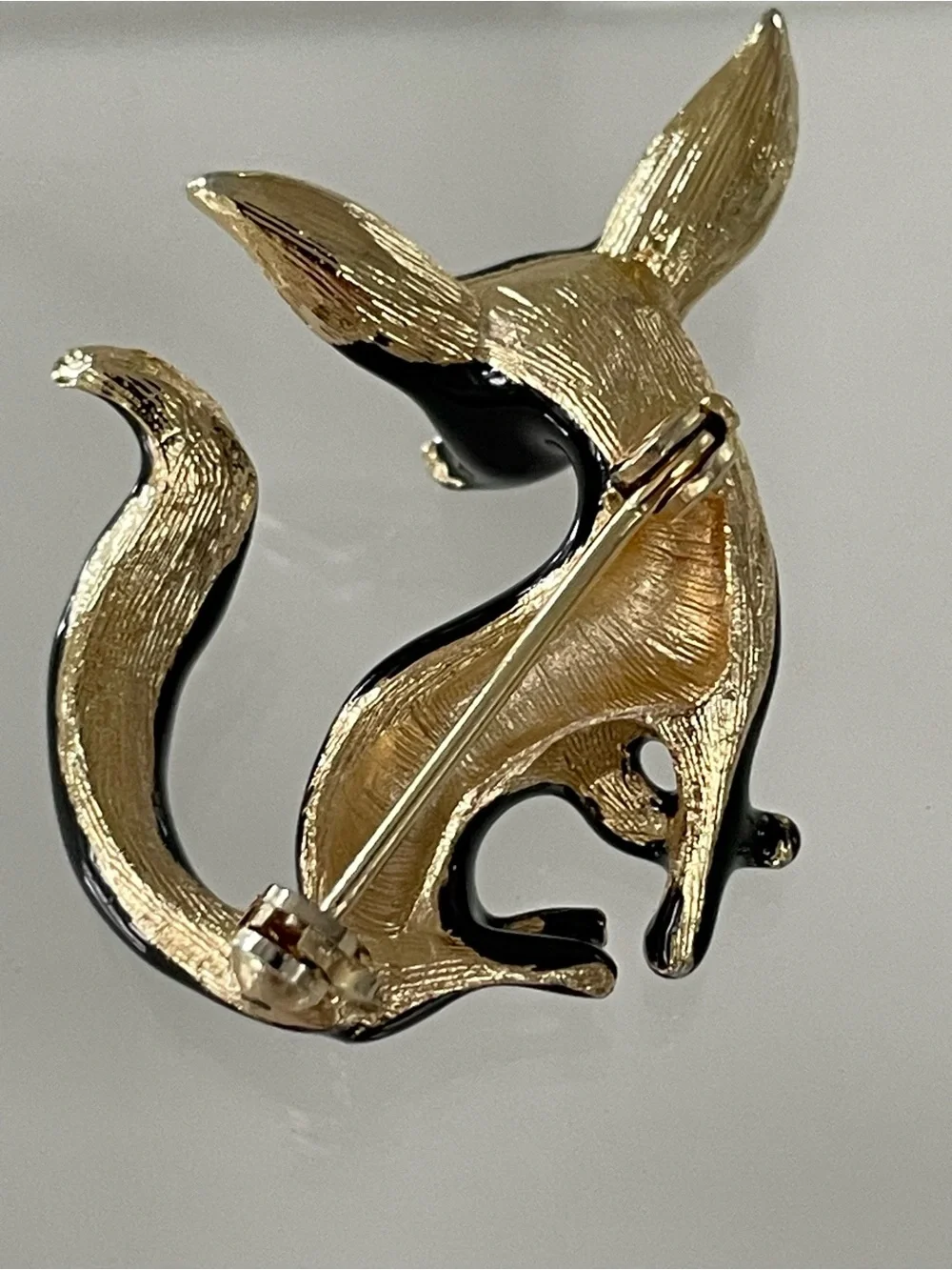 Vintage Enamel Black Cat Pin Brooch